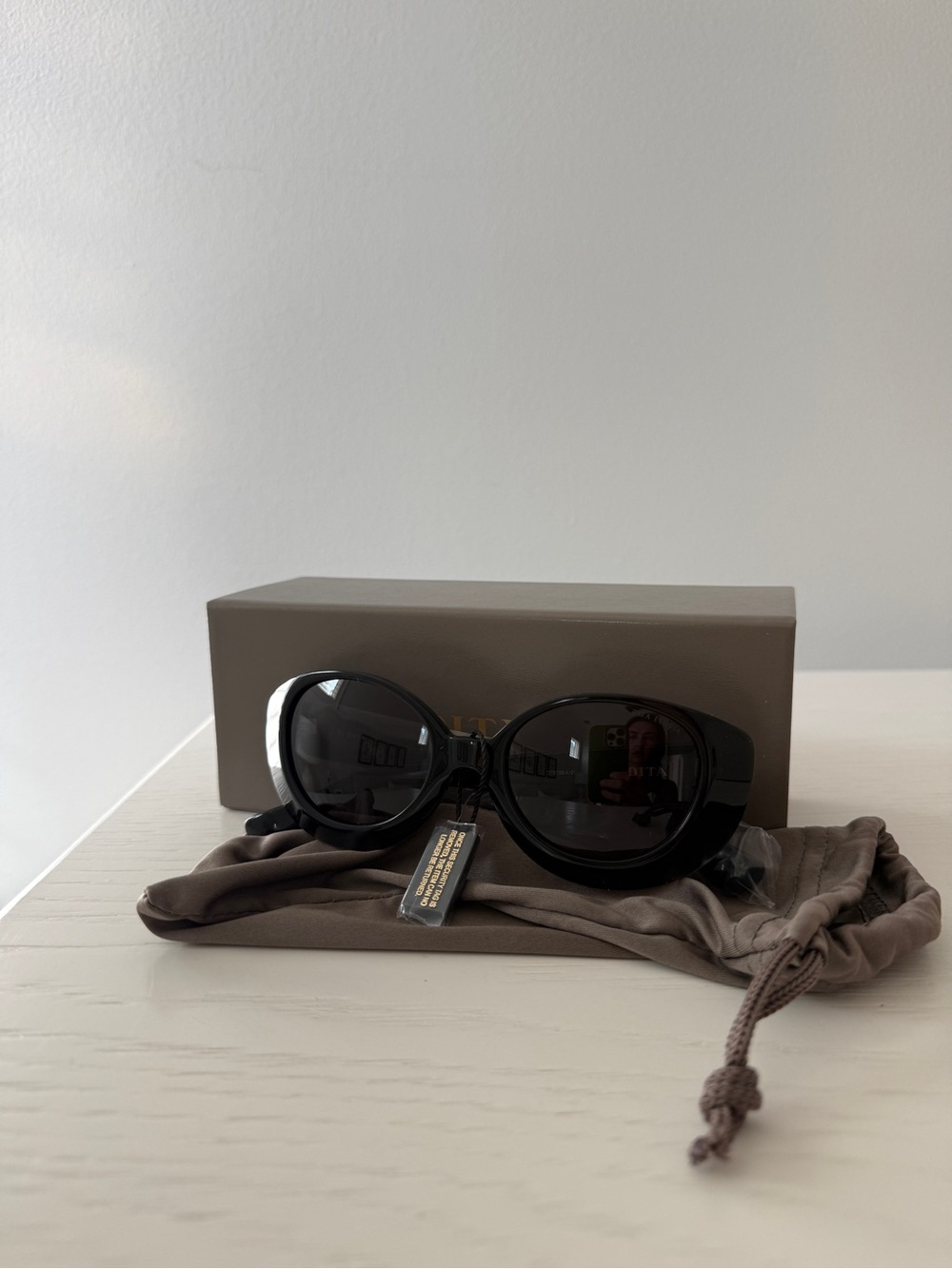 NEW IN BOX DITA Elovia Matte Black Oval Sunglasses